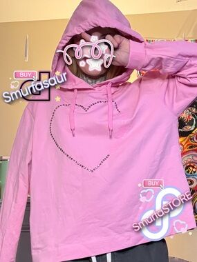 Love Moschino Pink Logo-Tag Hoodie